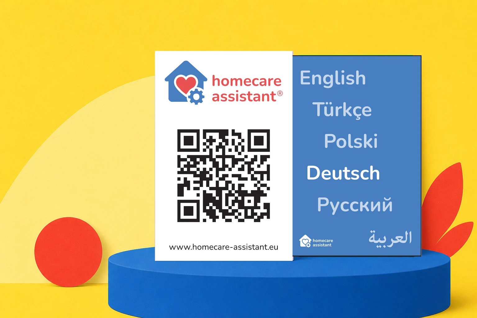 Vorder- und Rückseite der Homecare-Assistant-QR-Code-Karte